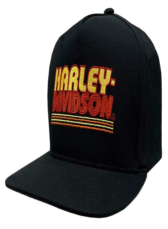 HARLEY DAVIDSON Harley-Davidson Men's Warm Throwback Snapback Flat Brim Baseball Cap - Black - Image 1